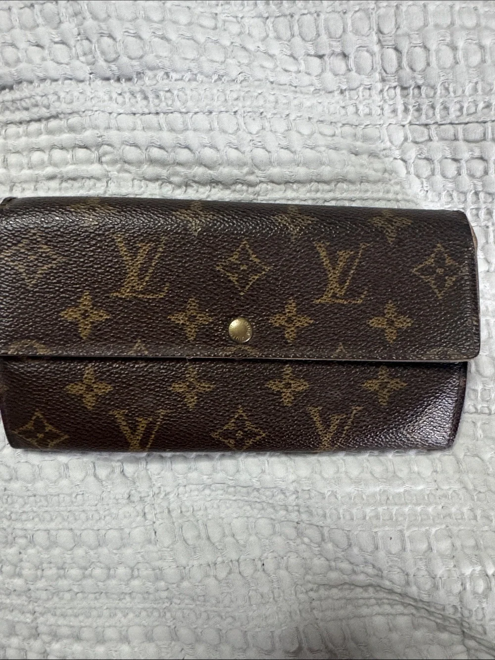 Louis Vuitton Monogram Brown Fold-Over Continental Wallet with COA